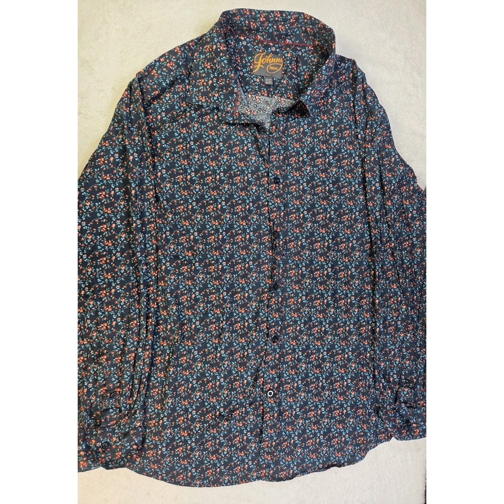 Johnny Bigg 2XL Floral Button Up Shirt Mens Big Tall Stretch Cotton Dark Floral